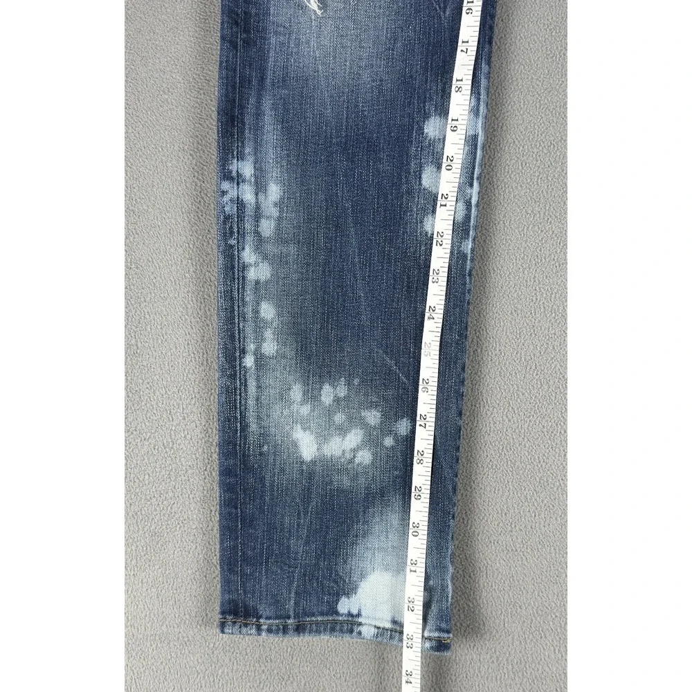 True Religion Jeans Mens 30x33 Blue Distressed Geno Relaxed Slim Flap Pocket